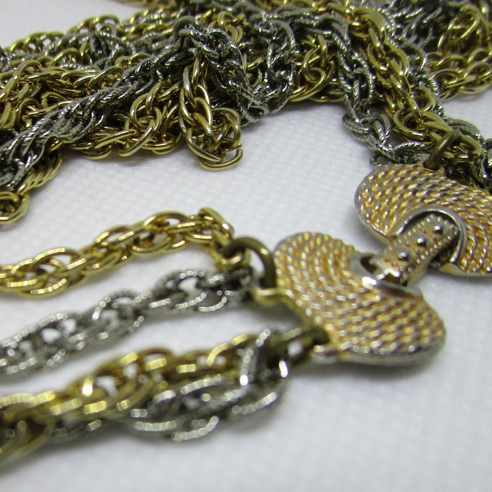 Extra Long Two-Tone Multistrand Chain Necklace - image 2
